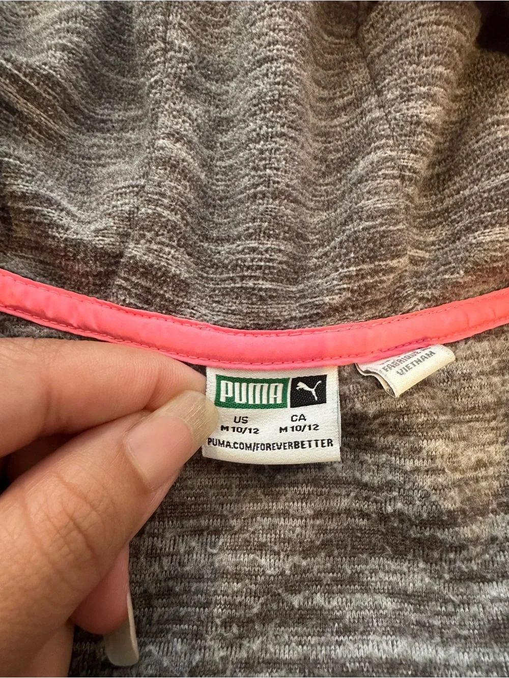 Puma Gray and Neon Pink Hooded Zip-Up Jacket